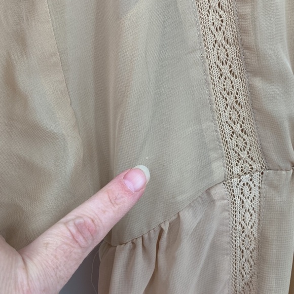 SNDYS Coco mini dress sand tan boho chiffon lace tier skirt sheer new Small - Picture 6 of 6